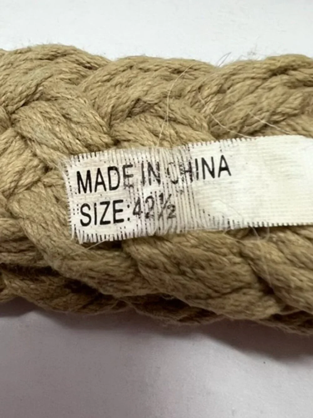 Women's Braided Jute Belt with brass buckle Size 42.5